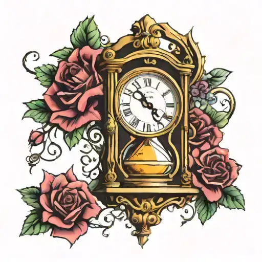 Tattoo Sketch Of A Reverse Hourglass Inside A Oposite Clock Numbers In Esher Style