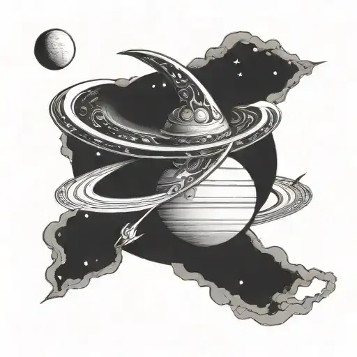 Saturn In Space Sun Moon