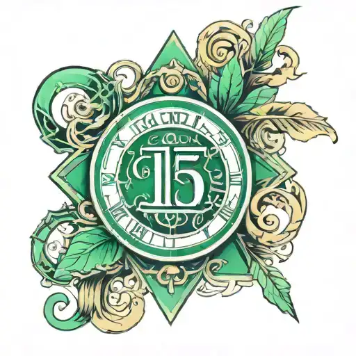 Emerald Colored Roman Numeral 15