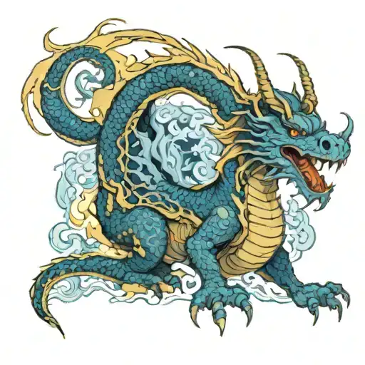 A Dragon Breathes Blue Fire On The Temple And The Boy Is The Owner Of The Dragon