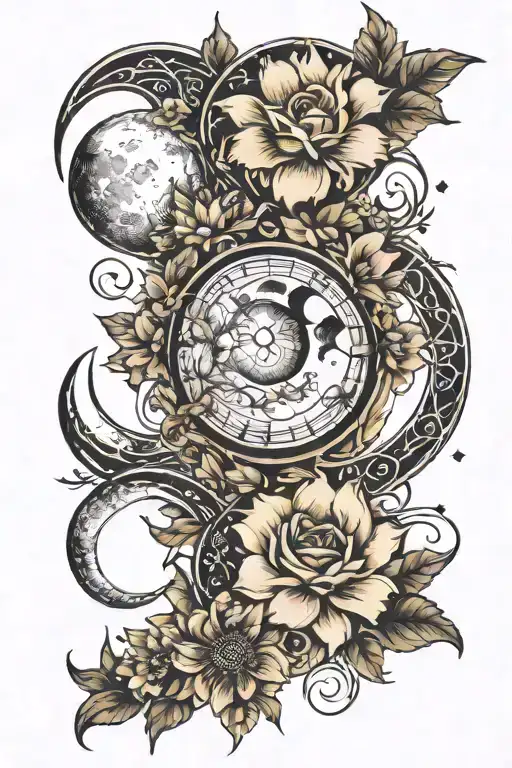 Moon Phases Incorporated Into A Floral Design