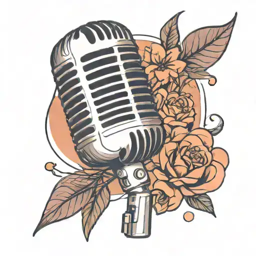 A Minimalist Tattoo Of A Microphone With Subtle References To Ariana Grande's Music In The Design