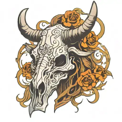 Taurus Zodiac Symbol Bulls Skull Head Emerging Representing Imagination