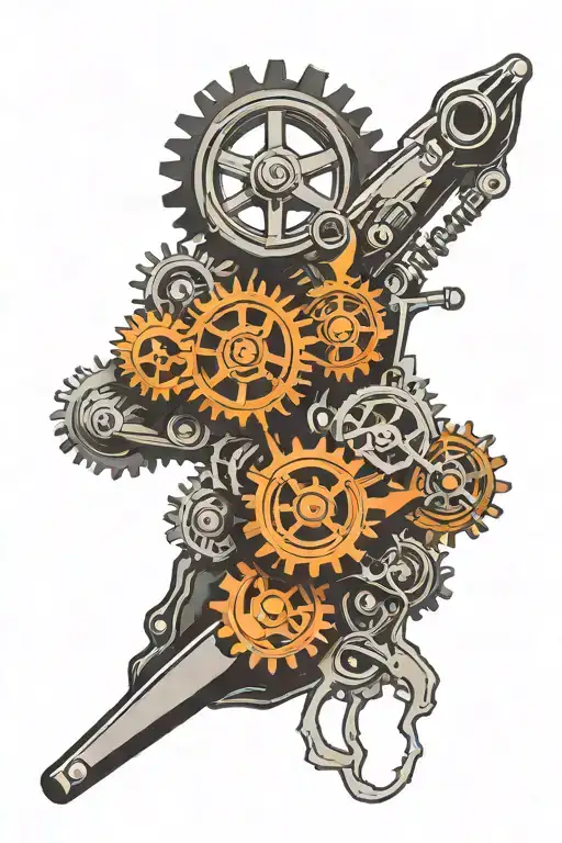 Car Silhouette With Gears Engine Motorcycle