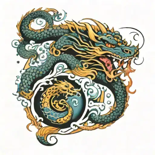 Water Tiger And Dragon Ying Yang