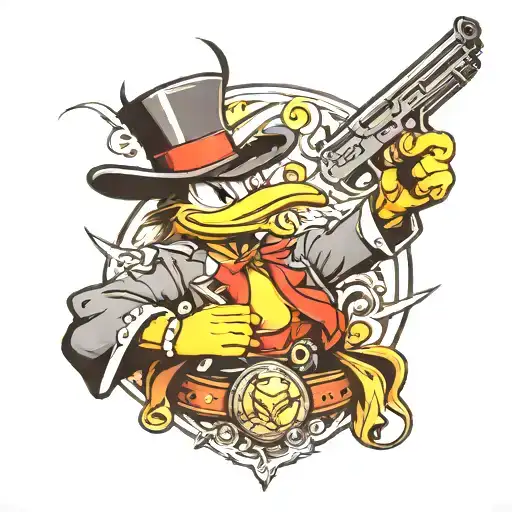 Daffy Duck With A Gun Money And A Belt Of Bullets