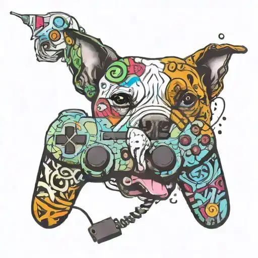A Gaming Controller Morphing Into A Graffiti Spray Can With A Pitbull Silhouette