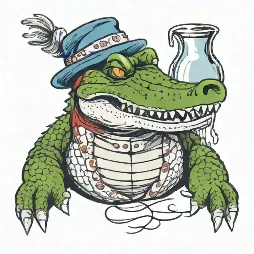 Crocodile Wearing Crocs Holding Water Jug Wearing Bandana