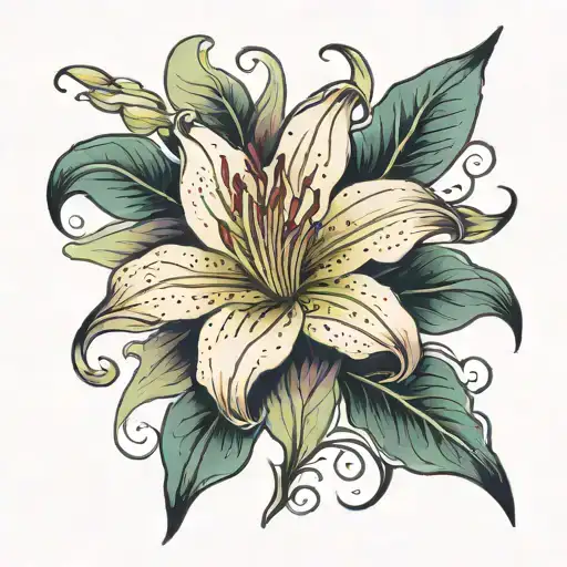 A Plucked Flower Growing Dim Illuminated Lily Japanes Word