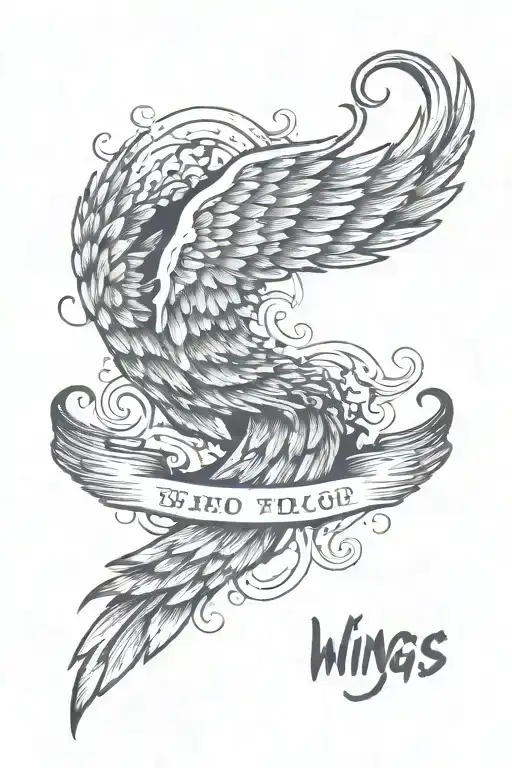 Wings One Is Damaged A Cloud Outline Script Banner