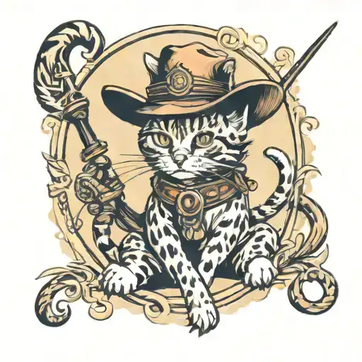 A Cowgirl Cat Using A Whip