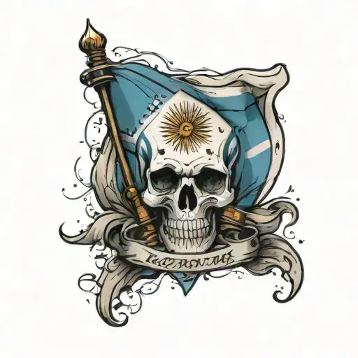 In The Background The Flag Of Argentina And Two Bullets