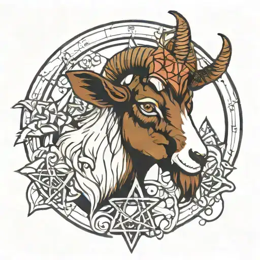 Illuminati Goat With Illuminati Star Sign Tattoo Design