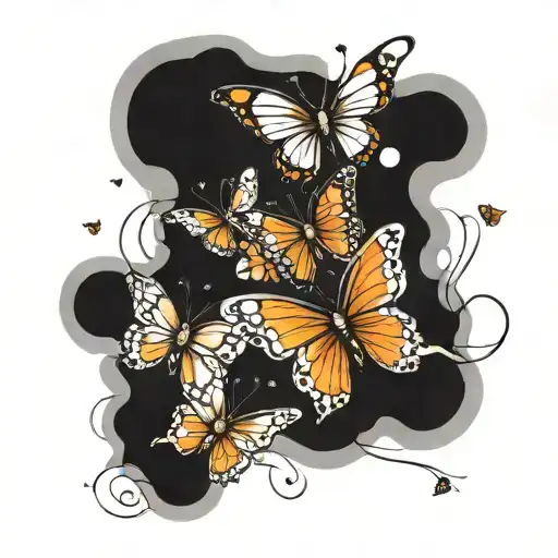 Butterflies Flying Towards Different Directions Symbolizing