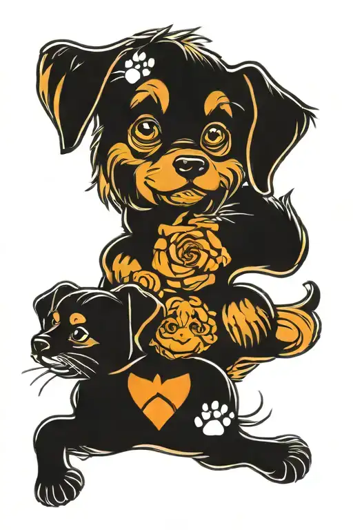 A New-school Design Of A Dog And Cat Paws Cute Style