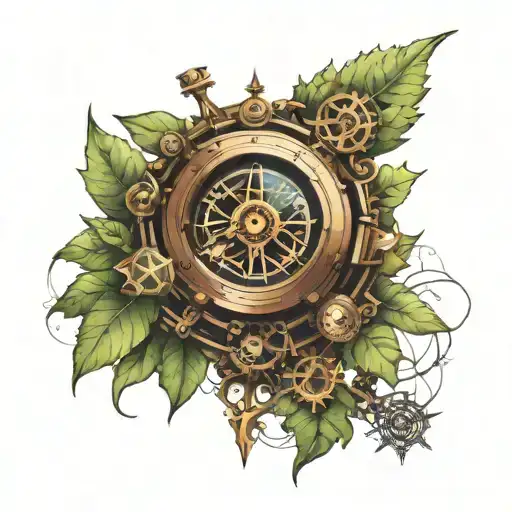 Futuristic Steampunk Compass With Forest Scene
