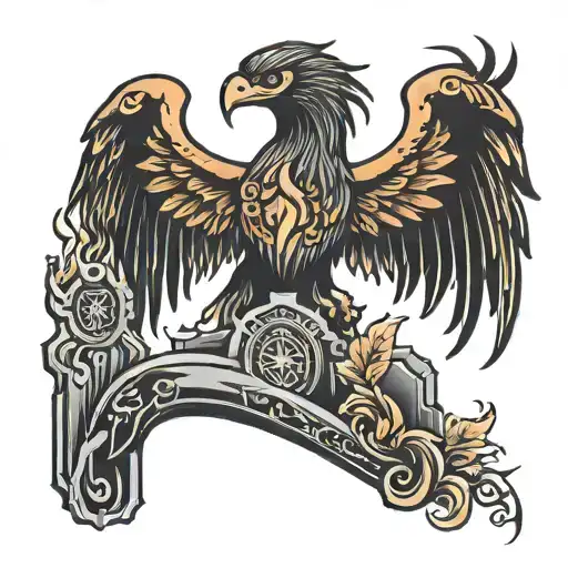 Phoenix Rising Over A Tombstone