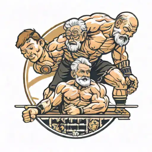 Grandpa And Son Love For Wrestling Looking Into Stadium