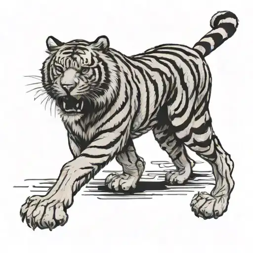 Black And Gray Full Body Tiger Crawling