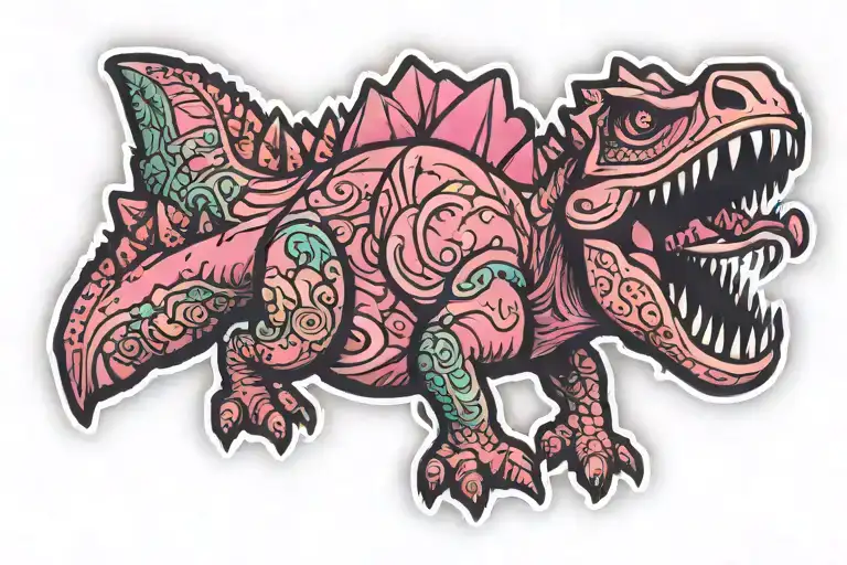 Pink Dinosaur Sticker