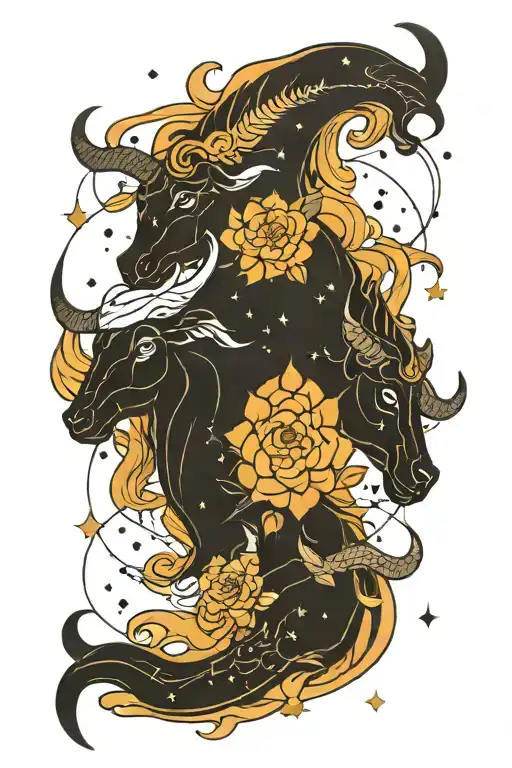 Constellation Intertwined Taurus And Capricorn Constellation
