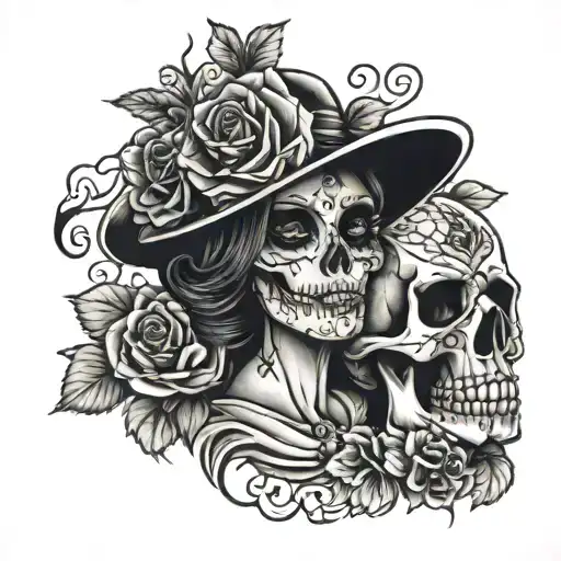 La Catrina In Love With A Skull