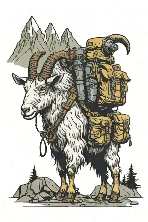 A Mountain Goat With Hiking Gear On