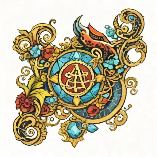 Aquarius Sign Incorporated With Gemstones Reflecting