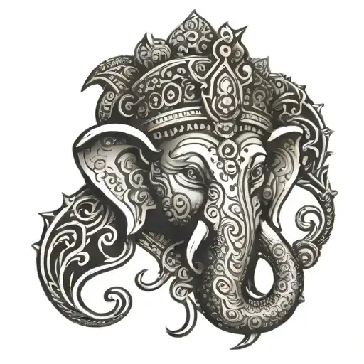 Ganesh Face Made Entirely Black Human Heart Shaped Lock