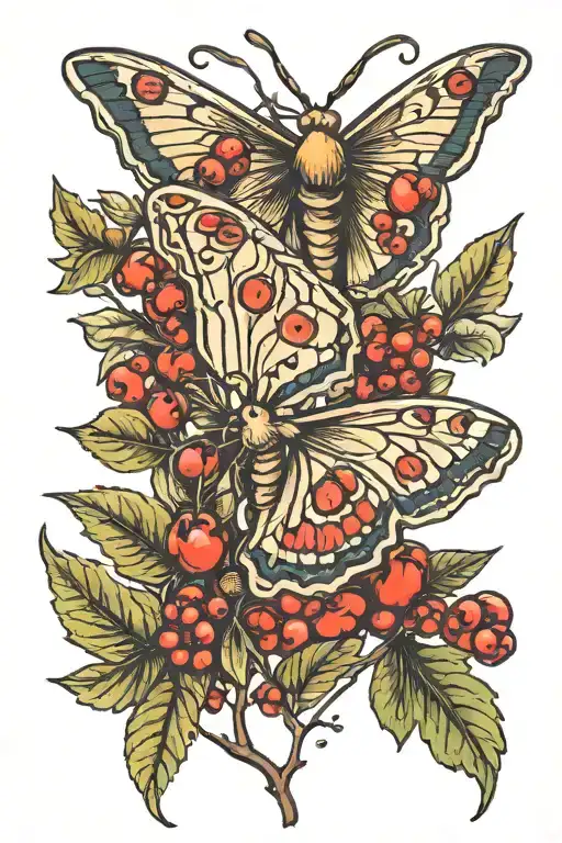 Moth Berry Leaves Nature Twigs