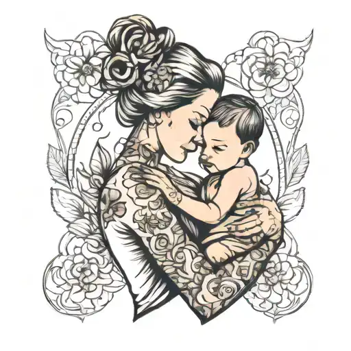 Mom Holding The Child