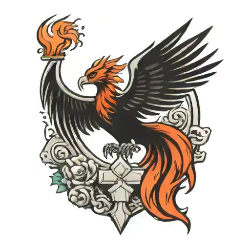 Phoenix Rising Over A Tombstone