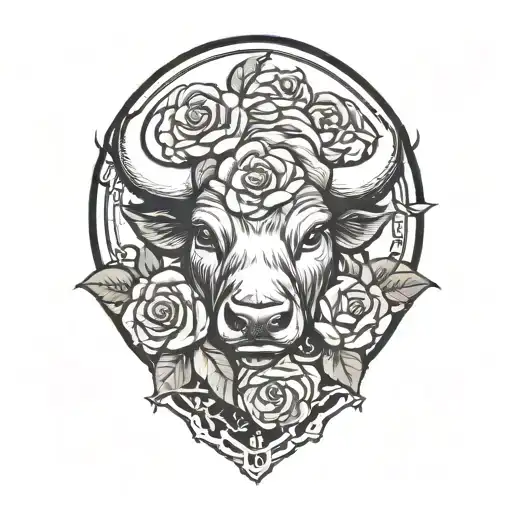 A Buffalo And Otter Holding A Rose