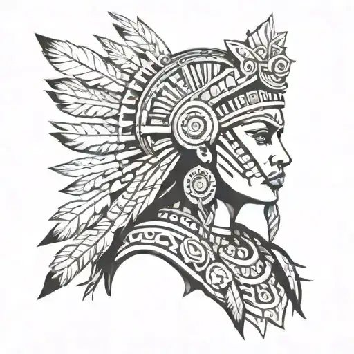 Female Aztec Warrior Looking To The Side