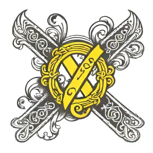 A Yellow Cancer Ribbon Intertwined With A Stylized Letter S