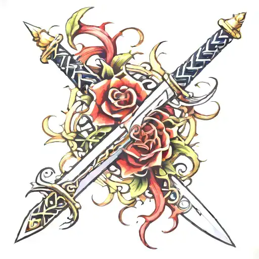 Midevil Sword Intertwined Thorns Wrapped