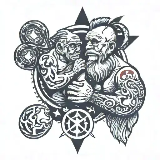 Grandpa And Son Love For Wrestling Symbols