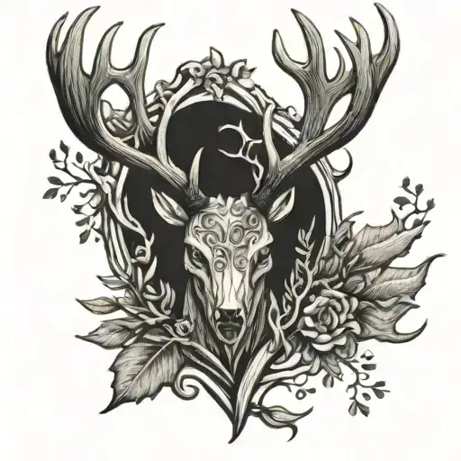 Deer Antlers Tattoo Design