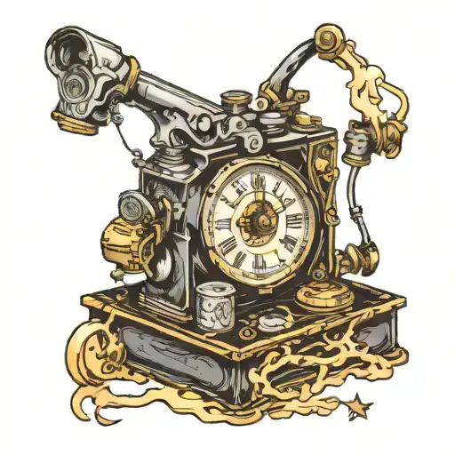 Tattoo Machine Has A Dial On A Broke Clock Melting