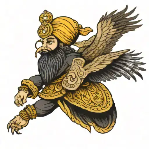 Sikh Warrior And Sikh Guru Gobind Singh Eagle And The Golden Temple Amritsar With A Map Of Punjab