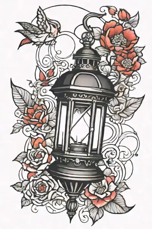 A Lantern With The Color Red In A World Of Black And White