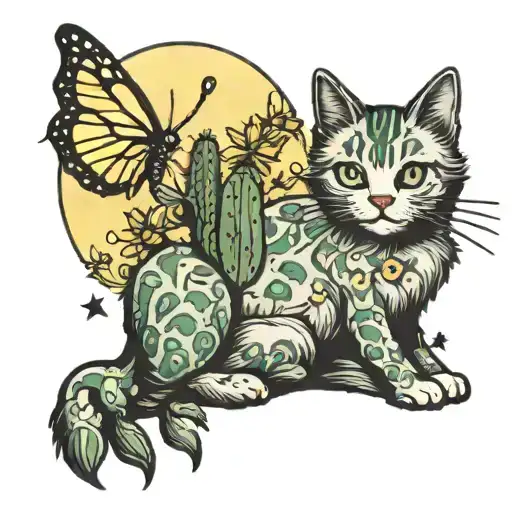Cactus Caterpillar Moon Plant Sun Butterfly Cat Book Nature Star