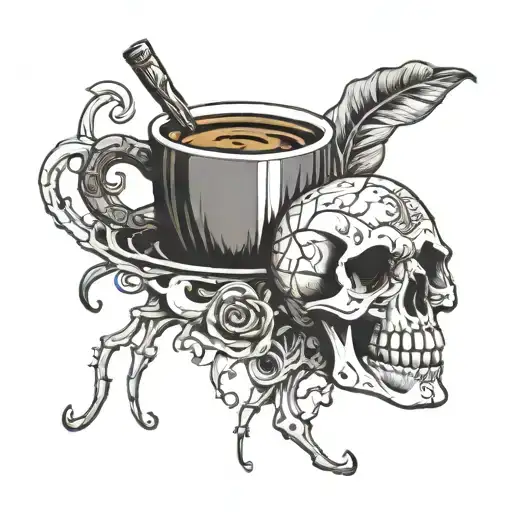 Beach And Coffee Mug Morphing Half Skeleton