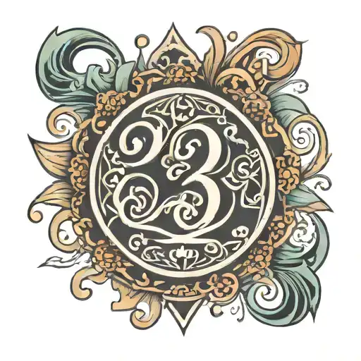 A Tattoo Of The Number '322' Stylized In A Creative And Artistic Way