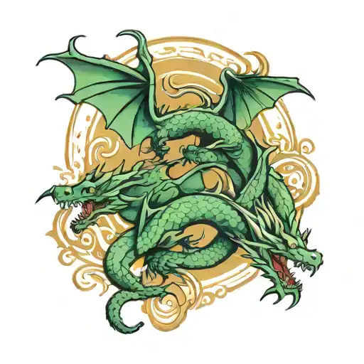 Three Dragons Flying Together Symbolizing The Client's Love