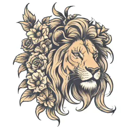 The Lion With Flowers Growing