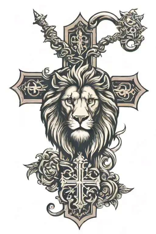 Lion Head Christian Cross