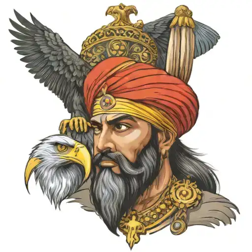 Sikh Warrior And Sikh Guru Gobind Singh Eagle With A Khanda Somewhere
