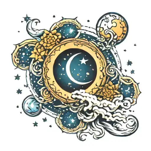 Tattoo Of A Wanning Gibbous Moon Phase Underneath The Leo Cconstellation With Stars