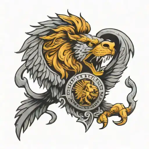 Us Half Dollar Eagle Crest Coming Out Of A Lion Mouth Chest Piece